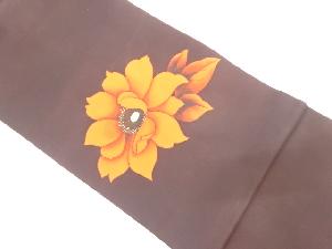 塩瀬　手描き　花模様　名古屋帯